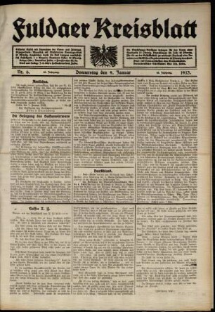 Erste Ausgabe vom Donnerstag, den 09. Januar 1913.