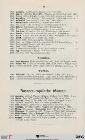 Aussereuropäische Münzen (Nr. 2892-2902)