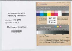 Entnazifizierung Margarete Matthaeus, geb. 01.03.1908 (Postassistentin)