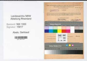Entnazifizierung Gertraud Abels, geb. 29.06.1903 (Hausangestellte)