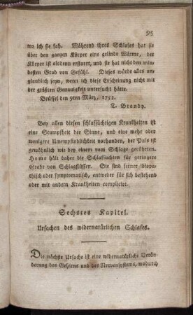Sechstes Kapitel. Ursachen des widernatürlichen Schlafes.