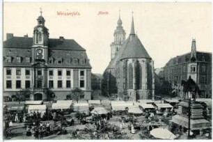 Weißenfels. Markt mit Rathaus und Marienkirche