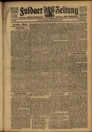 Zweite Ausgabe vom Samstag, den 16. November 1907.