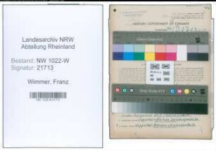 Entnazifizierung Franz Wimmer , geb. 15.08.1884 (Bueroangestellter)