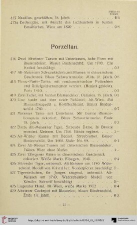 Porzellan (Nr. 416-486)