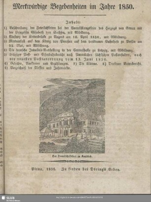 Merkwürdige Begebenheiten im Jahre 1850