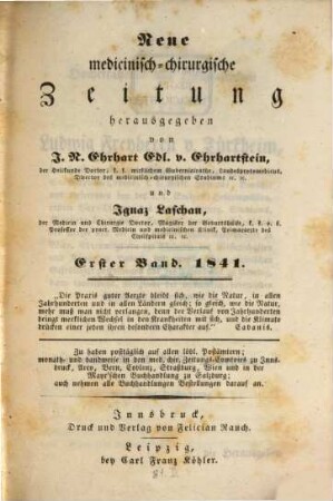 Neue medicinisch-chirurgische Zeitung. 1841,1, 1841, 1