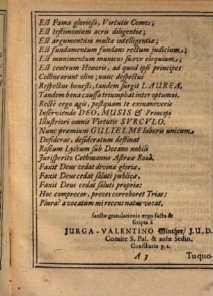 Illmi Principis ac Dn. Dn. Udalrici Ducis Pomeranorum Consiliario, Gulielmo Marstallero, Doctoris ... titulo ... ornato. Honorem novum gratulantur Amici Sedinenses Aulici Et Alii