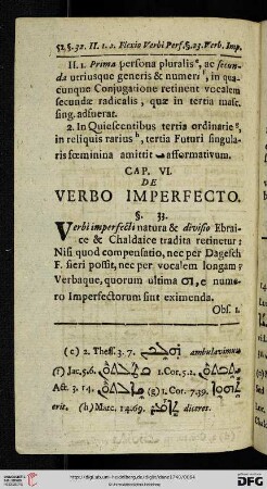 Cap. VI.: De verbo imperfecto