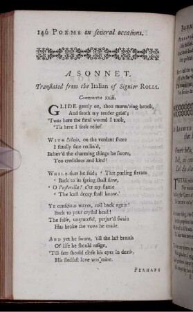 A Sonnet. Translated from the Italian of Signior Rolli