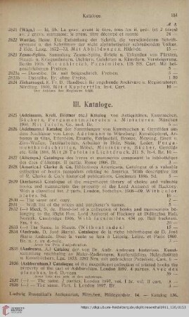 III. Kataloge (Nr. 2825 - 3246)