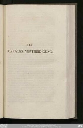 Des Sokrates Vertheidigung.