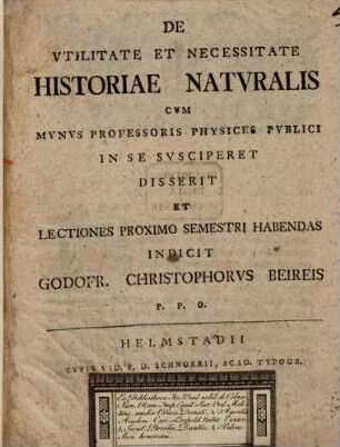 De utilitate et necessitate historiae naturalis
