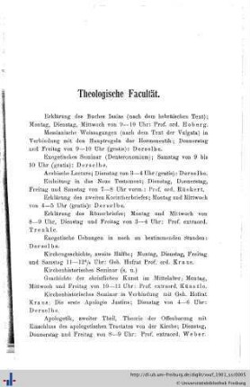 Theologische Facultät.