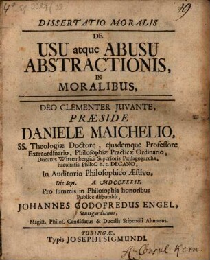 Diss. de usu atque abusu abstractiones in moralibus