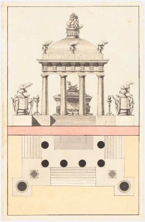 Grabmonument: Ansicht, Grundriss