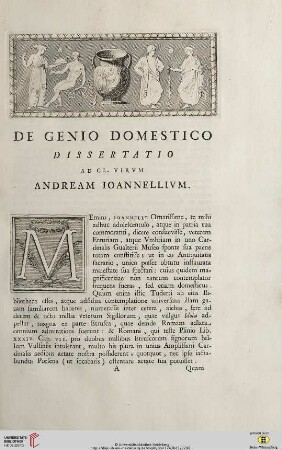 De Genio Domestico dissertatio ad cl. virum Andream Ioannellium