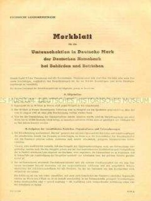 Merkblatt der Sächsischen Landeskreditbank zur Währungsreform