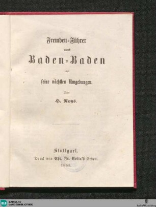 Fremden-Führer durch Baden-Baden und seine nächsten Umgebungen