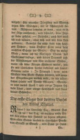 Die erste Elegie des dritten Buchs des Albius Tibullus