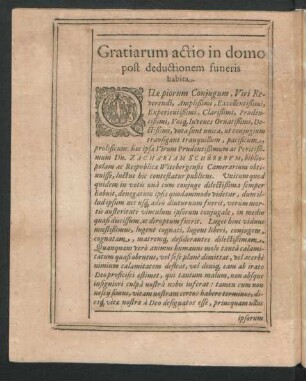 Gratiarum actio in domo post deductionem funeris habita.