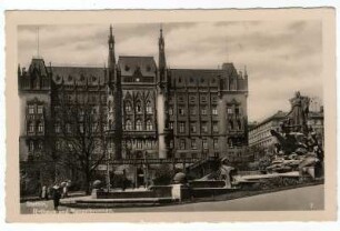 Stettin, Rathaus und Manzelbrunnen.