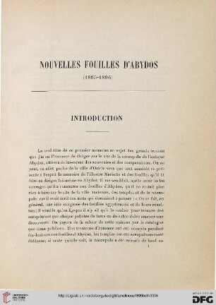 Nouvelles Fouilles d’Abydos (1895-1896) Introduction