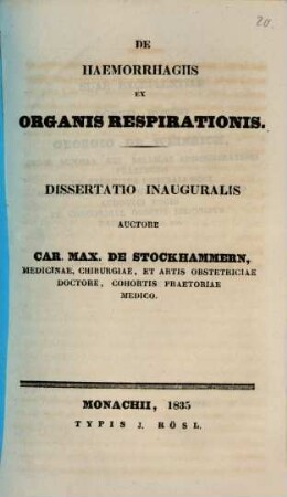 De haemorrhagiis ex organis respirationis : diss. inaug.