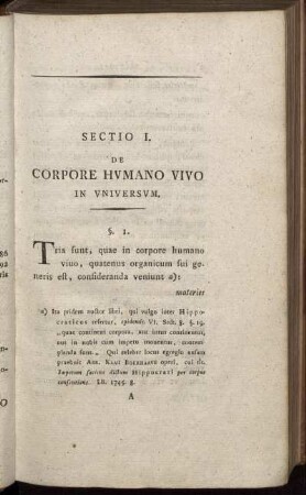 Sectio I. De Corpore Humano Vivo in universum