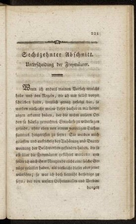 Sechszehnter Abschnitt. Unterscheidung der Freymäurer.