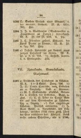 VII. Naturkunde, Gewerbskunde, Mathematik.