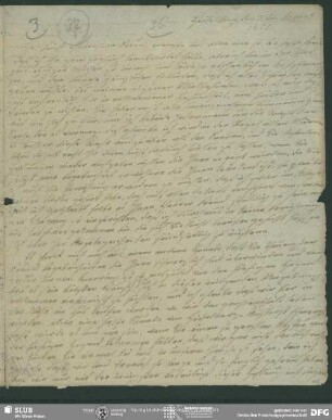 Eigenh. Brief von Sophie Bernhardi an August Wilhelm von Schlegel, Heidelberg, 03.08.1821