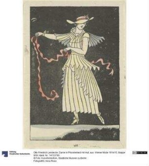 Dame in Plisséekleid mit Hut, aus: Wiener Mode 1914/15, Mappe 9/XII