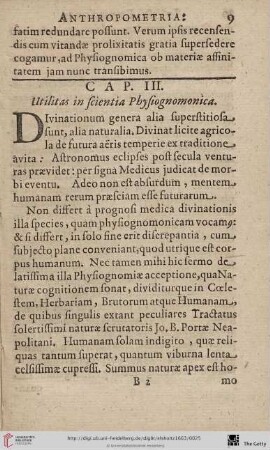 Cap. III.: Utilitas in scientia Physiognomica