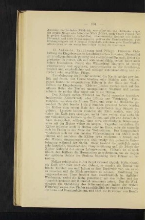 II. Aufzucht, Ernährung und Pflege.