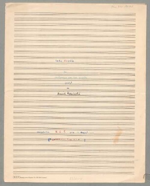 Chorales, Coro - BSB Mus.ms. 14398 : Sechs Choräle für vierstimmigen gem[ischten] Chor a capella [sic!] gesetzt von Heinrich Kaminski. dargeboten U.L.F. zum 10. August 1922