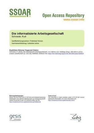 Die informatisierte Arbeitsgesellschaft