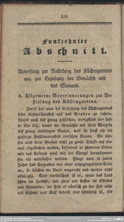 Funfzehnter Abschnitt. Anweisung zur Bestellung des Küchengartens und zur Erziehung der Gewächse und des Samens