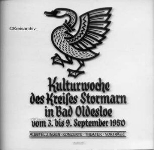 Bad Oldesloe: Veranstaltung: Werbung für Kulturwoche des Kreises Stormarn mit Schwanenemblem