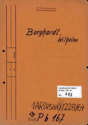 Personenheft Wilhelm Burghardt (*08.03.1904), Polizeiinspektor