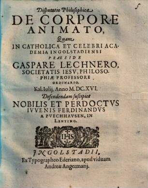 Disp. philos. de corpore animato