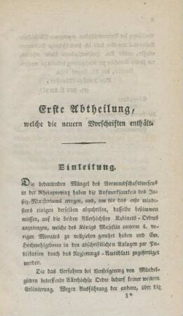 Erste Abtheilung, welche die neuern Vorschriften enthält.