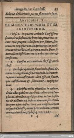 Articulus V. De Ministerio Verbi Et Sacramentorum