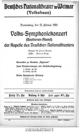 Volks-Symphoniekonzert (Beethoven-Abend)