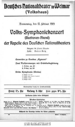 Volks-Symphoniekonzert (Beethoven-Abend)