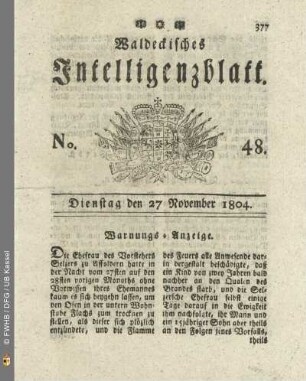No. 48. Dienstag den 27 November 1804
