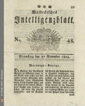 No. 48. Dienstag den 27 November 1804