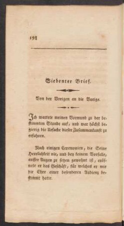 Siebenter Brief. Von der Vorigen an die Vorige.
