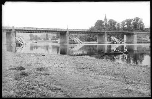 Leitmeritz. Elbebrücke (1858-1859) mit Domturm