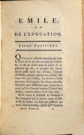 Collection Complete Des Oeuvres De J. J. Rousseau, Citoyen de Geneve, 8. Contenant le IIIe. & partie du IVe. Livre d'Emile, ou de l'Education